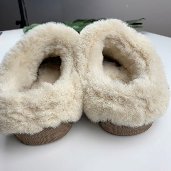 My Slippers Brown Leather Suede Faux Fur Lined Slip On Hard Sole Women's 6 - Picture 9 of 10